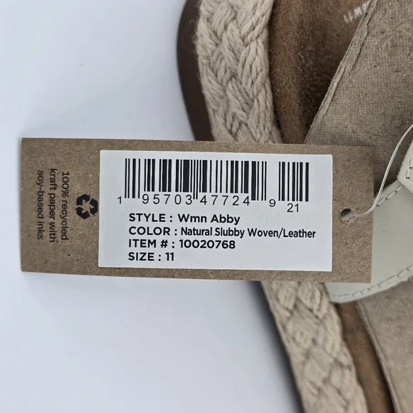 NWT TOMS Abby Flatform Espadrille Sandals, Leather Natural Woven , Women's 11 - Picture 2 of 16